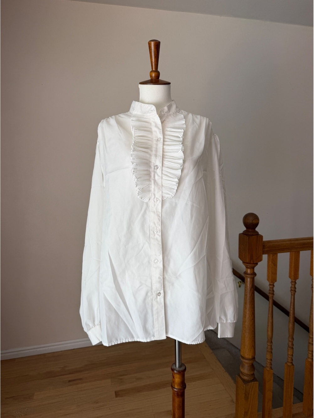 White Frill Collar Button Up Blouse